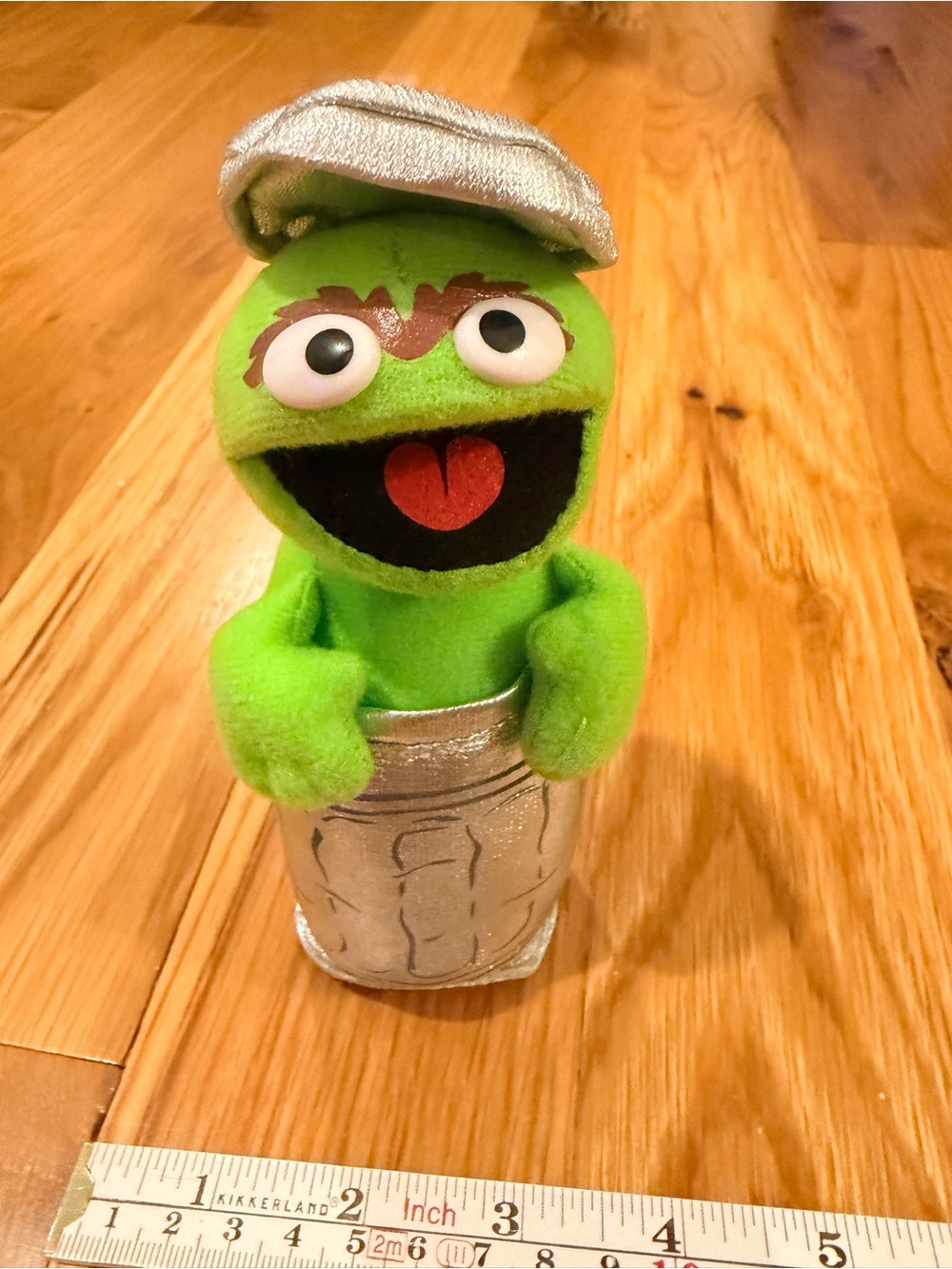 Oscar the Grouch Plush in Silver Trash Can